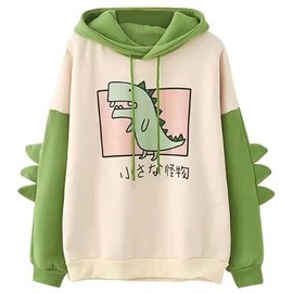 CRB Fashion Womens Teens Animal Anime Cute Emo Dinosaur Cosplay Cartoon Shirt Hoodie Hoody Top Jumper Sweater (Green)
