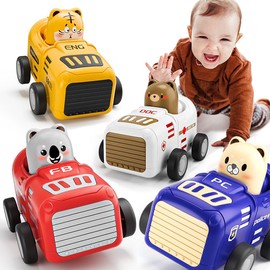 Toddler Car Toys for 1 Year Old Boy Press & Go Car Toys for Toddlers First Birthday Gifts for 1 2 3 Year Old Boy - Press and Go Cars Baby Animal Racing Trucks Toy for Little Kids Ages 1-6