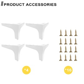 AODIOU Furniture Legs Metal Feet Cabinet Legs 4 Inch Triangle Feet Replacement Dresser 4 Pack (White)