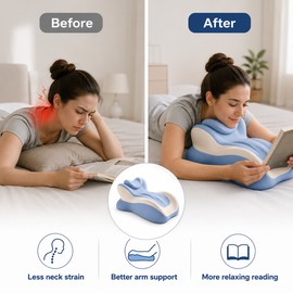 Memory Foam Reading Pillow for Bed and Sofa – 27° Incline Wedge Support for Lounging, Reading and TV