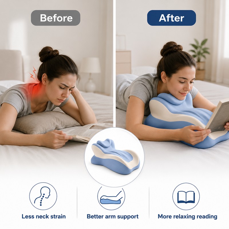 Memory Foam Reading Pillow for Bed and Sofa – 27°