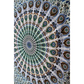 Indian Tapestry,Wall Hanging Bohemian Nature Dorm Room Wall Tapestry, Peacock Tapestry Size 54" X 82"inches (Green)