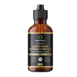 Lion's Mane Tincture 50ml – UK Produced - High Strength 24,000mg, 50 Servings – 4X Concentrated Lion's Mane Liquid Extract Drops, Double Extract – Produced on Organic UK Farm, MHRA Certified