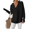 ANRABESS Womens Long Sleeve Quarter Zip Pullover Sweater Casual Loose