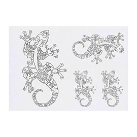4 x 'Gecko' Temporary Tattoos - Water Resistant, Skin-Safe, Non-Toxic Transfers, Mixed Sizes (TO00001491)