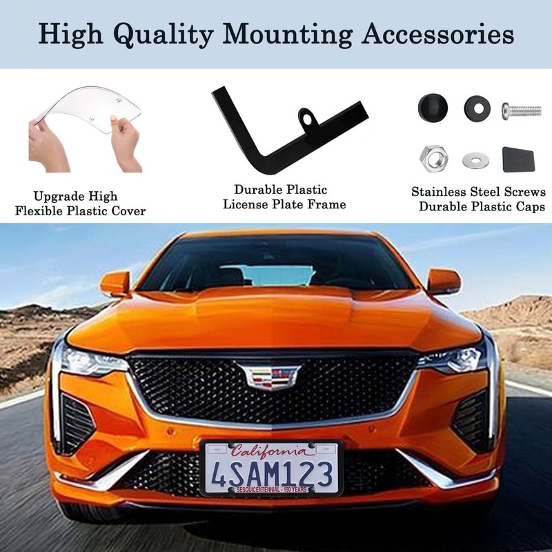 OUCPC 1 Pack Clear License Plate Covers and Frames, Car