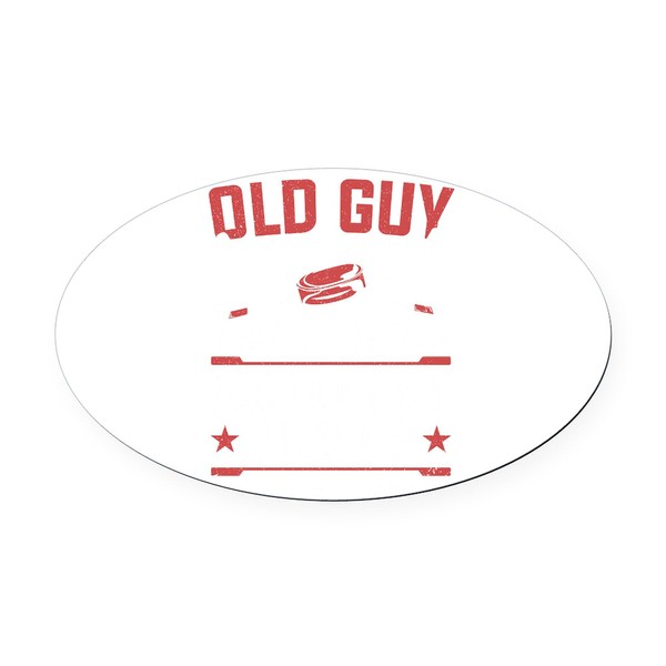 CafePress Old Guy That's A Better Hockey Euro Oval Car