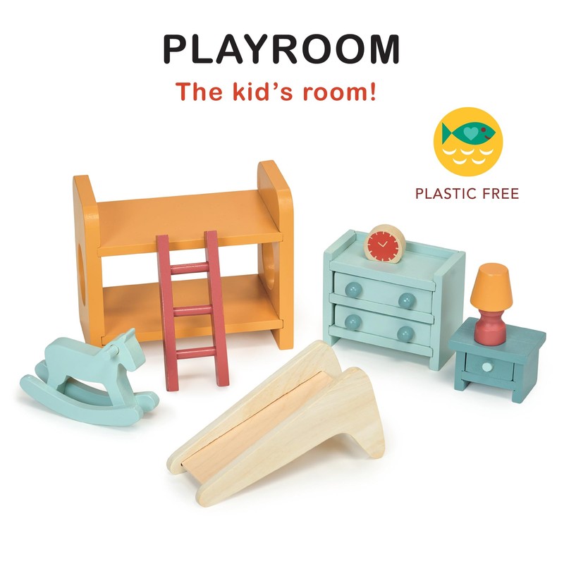 Mentari Toys - Playroom - Wooden Dollhouse Furniture Set for