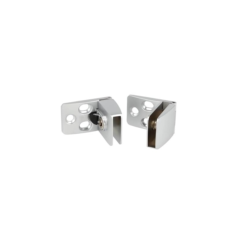 Gedotec Glass Door Hinge Top & Bottom Silver Matt Square