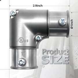 Codo de tracción EMT de 90 grados, acoplamiento de conducto de esquina interior de 1 pulgada con cubierta extraíble, molde de zinc, paquete de 5