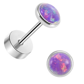 J.aey Medical Pure Titanium Earrings, Unisex, 3/4/5 mm, Premium AAAAA Zirconia, CZ, Post Thickness: 0.03 inch (0.8 mm), 20G, Hypoallergenic, Set of 2, Silver, 6 mm, Clear, Flat, Cartilage, Titanium