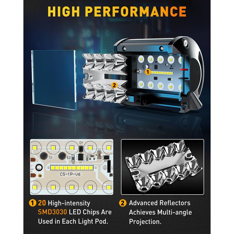NAOEVO 4 Inch LED Pod Lights, LED Fog/Driving/Off Road Lights