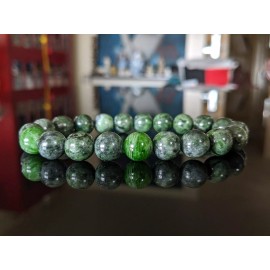 RAYON Finnish FINLAND Chrome DIOPSIDE Bead Bracelet Men 10mm Stretch 7, 7.5, 8, 8.5