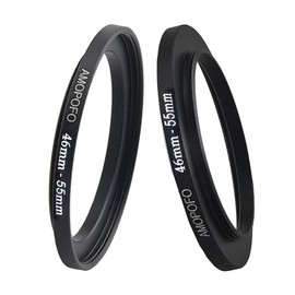 46mm to 55mm Metal Step Up Ring Adapter for Canon,for Nikon,for Sony,for Fuji, Camera Lenses & UV,ND,CPL Camera Filters, Made from CNC Machined Space Aluminum with Matte Black Electroplated Finish,