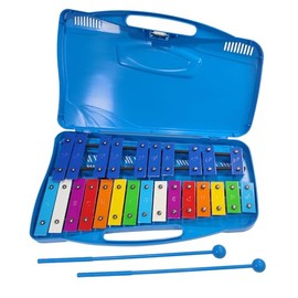 Xylophone 25 Note Metal Keys Xylophone for Kids Percussion Musical Instrument Includes Music Songbook, Mallets and Blue Carry Case