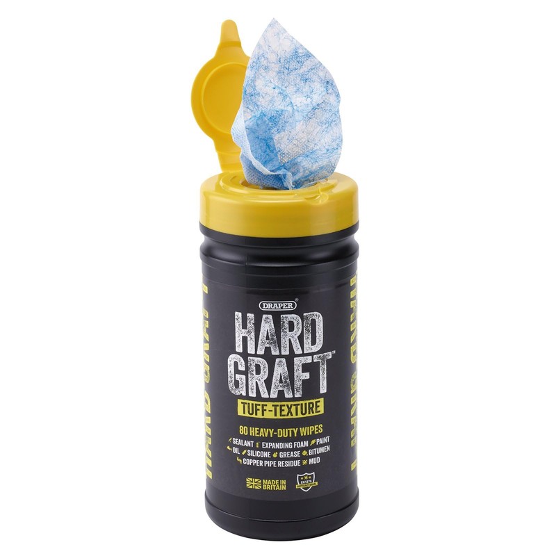 Draper 12436 Hard Graft Multipurpose Tuff-Texture Wipes (Tub of 80)