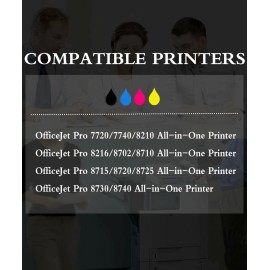 4 PK 952XL 952 XL Ink Cartridge for Officejet Pro8725 Pro7740 Pro8740 Printer