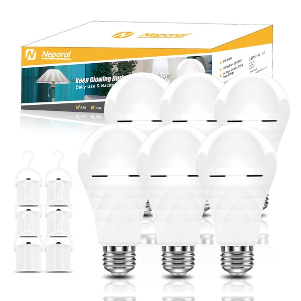 A19 Rechargeable Light Bulbs Emergency Light Bulb for Power Outages,