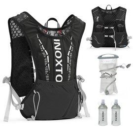 INOXTO Water Bag Vest, 5L Light Running Backpack, Adjustable Chest Strap, Suitable for Marathon, Hiking, Biking, Mountaineering for Men and Women (Black 1.5L water bag, standard)