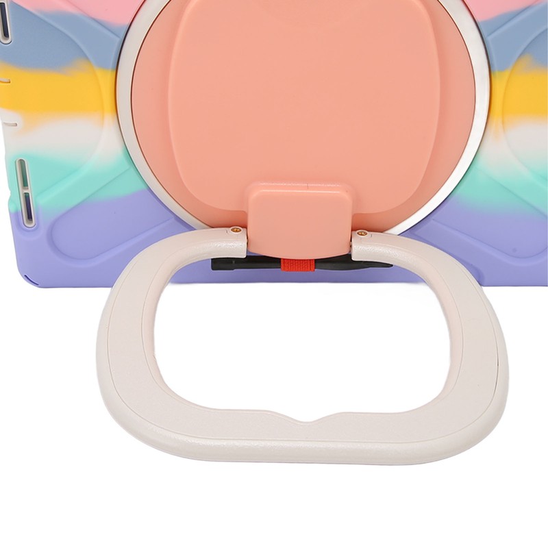 Tablet Case Silicone Hard PC Precise Cutouts Adjustable Strap 360
