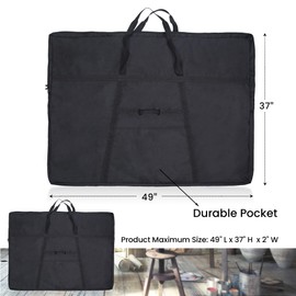 JJRING Extra Large Dacron Waterproof Light Weight Art Portfolio Tote Bag, 37'' x 49'' for 36'' x 48'' Black Carrying Storage Case For Poster, Sketching, and Drawing