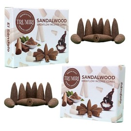 TRUMIRI Sandalwood Backflow Incense Cones - Total 20 Incense Cones Waterfall - Dual Pack of 10 Incense Backflow Cones - Waterfall Incense Cones - Incense Waterfall Cones