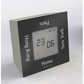 NexTime Turn4Time Table Clock, Metal, Black, 7.4 x 4 x 7.4 cm