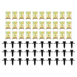 Tiardey 30 Sets Of Metal Nut Screw Nut Clip Kit Spring Sheet Metal Nut And U Type Body Screws Mudguard Clip Tin Nuts Accessory For Car