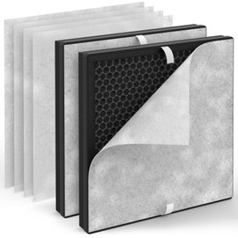 PR1 Air Filter Replacement for Mooka Model PR1 Air Purifier, 3-in-1 H13 True HEPA Filtration, Includes 4Pcs Washable Filter