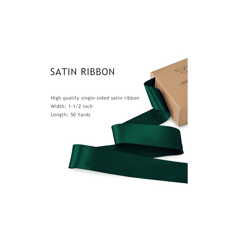 SDZMDL Forest Green Satin Ribbon for Gift Wrapping, Christmas Tree