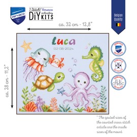 Vervaco Kit Cross Stitch Baby Birth Gifts DIY Complete Feet Creative Crafts Creative Adults Decoration Wall Embroidery Kit Beginners ca. 19 x 16 cm Cross Stitch