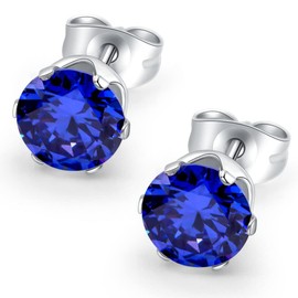 HSP Round Stud Earrings, Surgical Stainless Steel, Hypoallergenic, Simple, Cubic Zirconia, 1 Pair for Both Ears, For Men/Women, Cubic Zirconia
