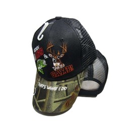 K's Novelties Kickin Bass Takin Game Hunting Camo Black Front Mesh Embroidered Cap Hat 941
