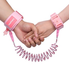 AOMIG Baby Anti-Lost Belt, 360° Rotatable Anti-Lost Wrist Belt Lead for Children, Elastic Wire Rope, Anti-Lost Wrist Belt with Safety Lock (Pink)