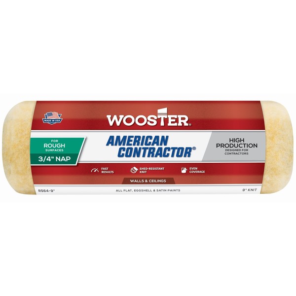 Wooster Brush R364-9 9-Inch American Contractor Roller with 3/4-Inch Nap,