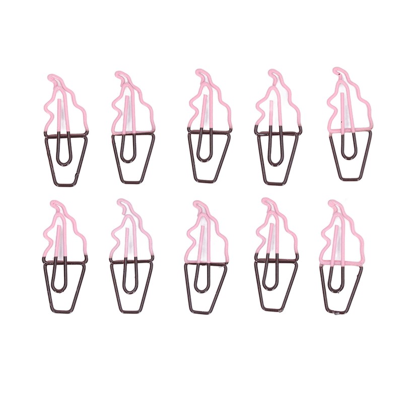 100 Pcs Shaped Paper Clips 2 Color Ice Cream Shape