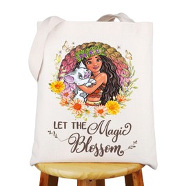 WZMPA Princess Moana Tote Bag Moana Fans Gift Let The Magic Blossom Moana Shoulder Bag Moana Merchandise, Blossom Moana Tg, Large