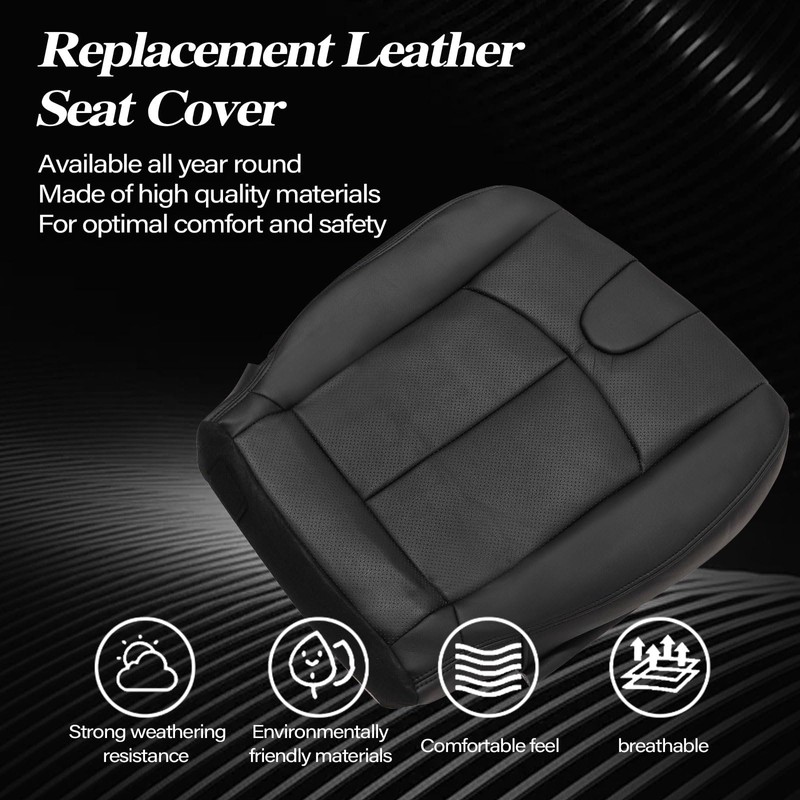 SecosAutoparts Front Driver Side Bottom Perforated Leather Replacement Seat Cover