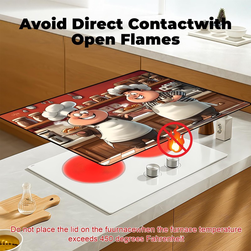 BSFHH Heat-Resistant Glass Stove Top Cover with Anti-Slip Rubber Coating