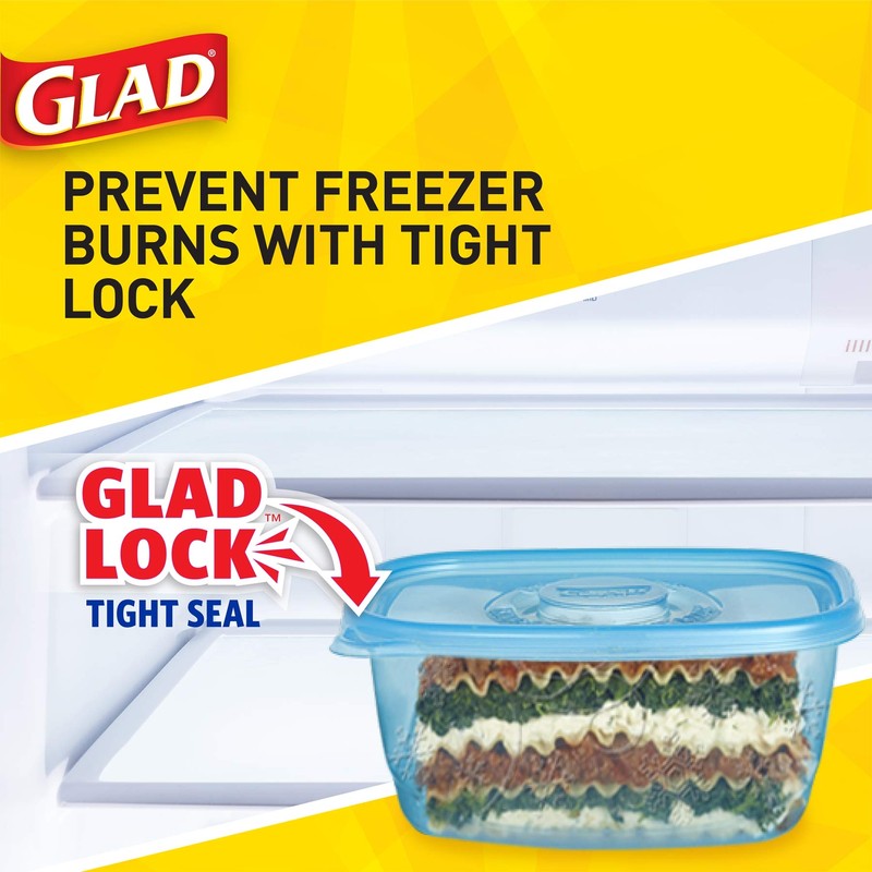 Gladware Freezerware Food Storage Containers, Large Rectangle Holds 64 Ounces