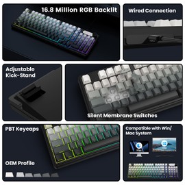 GEODMAER G98 Gaming Keyboard, 99 Keys Silent Wired Keyboard with Number Pad & Knob, RGB Backlit, Side Printed PBT Keycaps, Anti-ghosting, Water Repellent Computer Keyboards for PC Mac Laptop Gamer