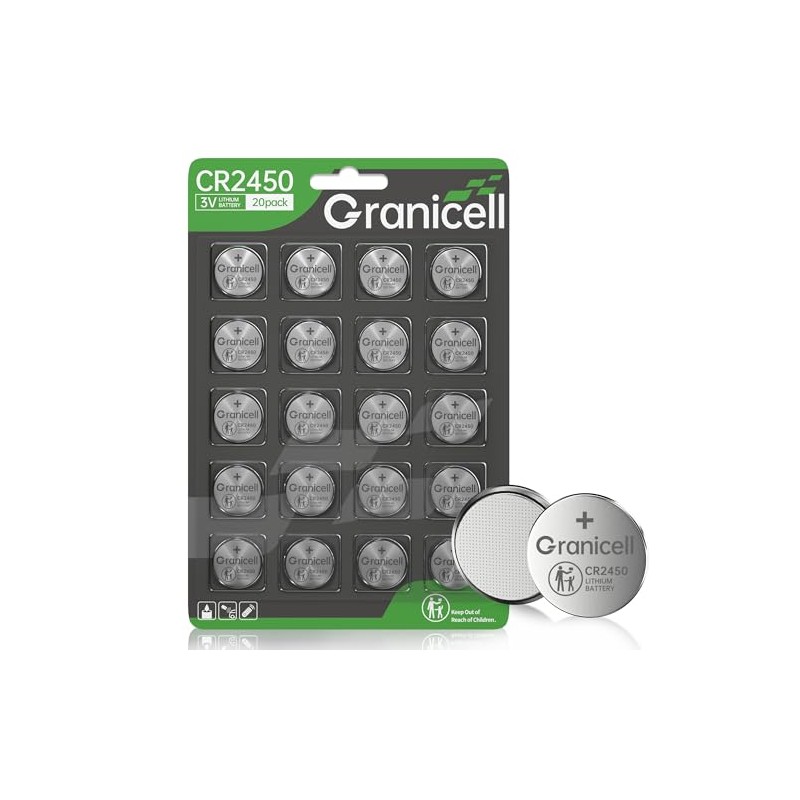 Granicell 20 Pack CR2450 Battery Lithium 3V Coin Battery Long