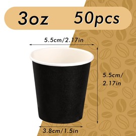 Wuadua 50 Pack 3 oz Black Espresso Paper Cups - Sturdy and Leak-Proof for Parties, Events, Office, Home Use Disposable Mouthwash Cups - Ideal for Hot/Cold Drinks, Smooth Rim Design, Eco-Friendly