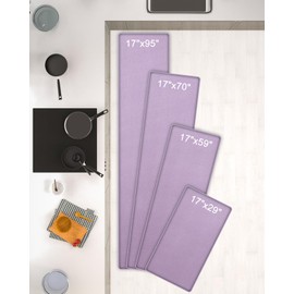 AUTODECO Set of 2 Kitchen Mat and Rugs Washable Cushioned Anti-Fatigue Kitchen Rug for Floor 17"x29" +17"x29", Lightpurple
