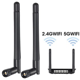 2 Pack WiFi Antenna SMA WiFi Aerial 2.4GHz 5GHz 5.8GHz 3dBi MIMO Male Dual Band External Connector for WiFi Router Wireless Network Card USB Adapter Video Surveillance Monitor Desktop PC (SMA)