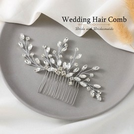 JAKAWIN Rhinestone Bride Wedding Hair Comb Silver Crystal Hair Piece Bridal Hair Accessories for Women
