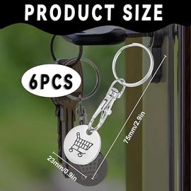 Orenvex 6-Pack Metal Shopping Cart Coin Keychains – Coin-Operated Trolley Keychains for Easy Cart Access, Convenient and Durable