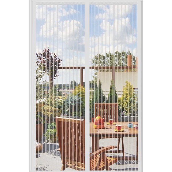 Fly Screens Doors Nets Patio Curtain Insect Mesh for Keeping Out Flies & Bug, Flyscreen French Doors, Mosquito Double Door Magnetic ScreenFly Doors(100x210cm, White)