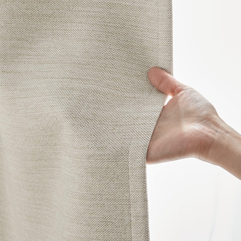 MUJI 84345937 Flame-retardant Blackout Double Weave Non Pleated Curtain, Beige,