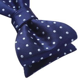 HISDERN - Pajaritas de lazo para hombre, diseño de lunares y bolsillo cuadrado clásico de negocios, esmoquin para boda, corbatín, B1-azul marino/blanco, Talla única